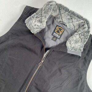 Noble Outfitters Womens Black Canvas Vest Faux Fur Collar Quilted Lining 2XL